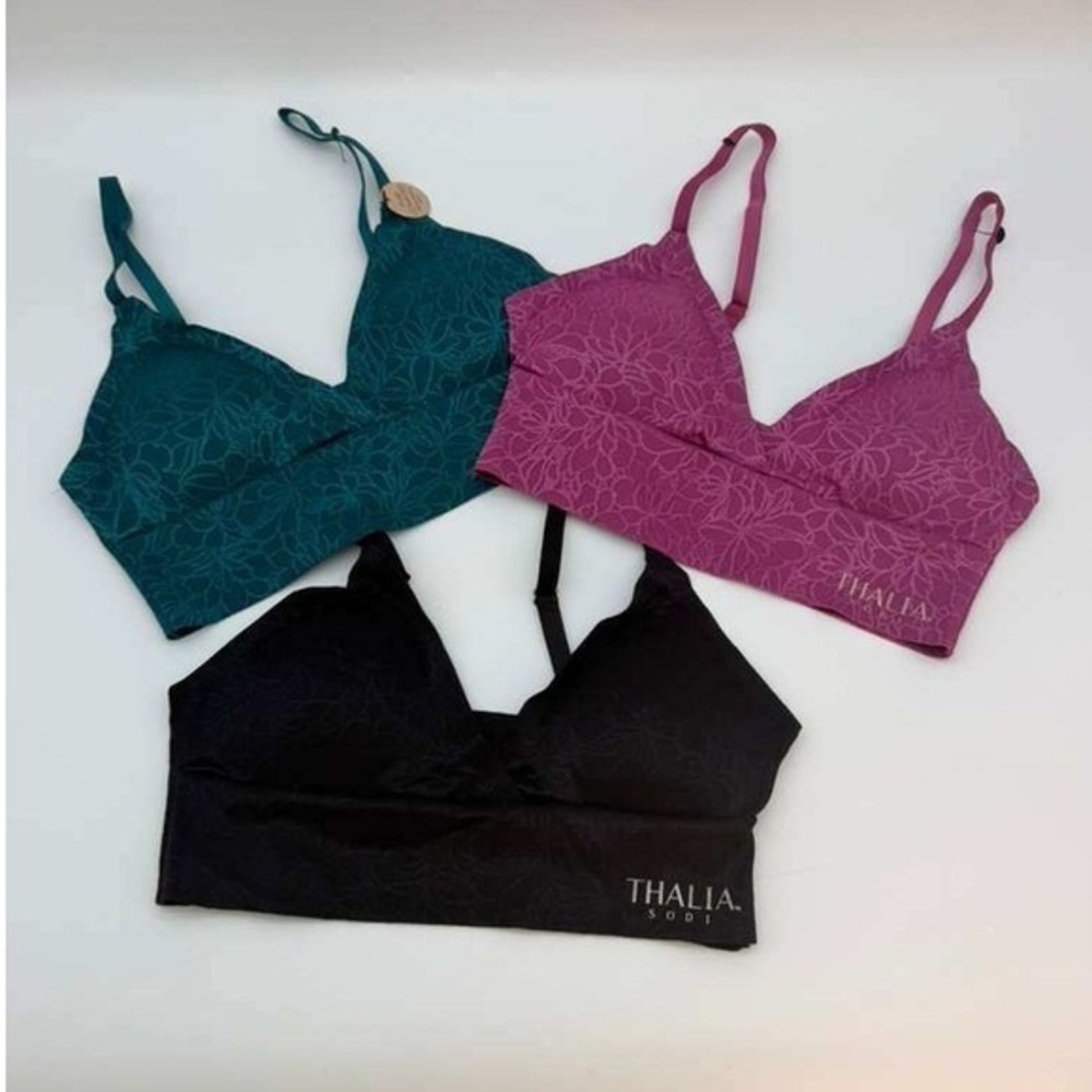 Thalia Sodi Seamless Bralette Set 3 Pack Floral Wireless Bras New Size XL